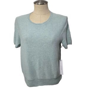 NWT Wilt Light Geen Cashmere CrewneckKnit Pullover Sweater Top Short Sleeve XS